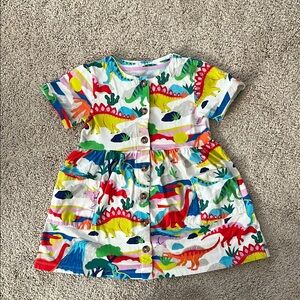 Mini Boden Colorful Dinosaur Print Button-Up Dress